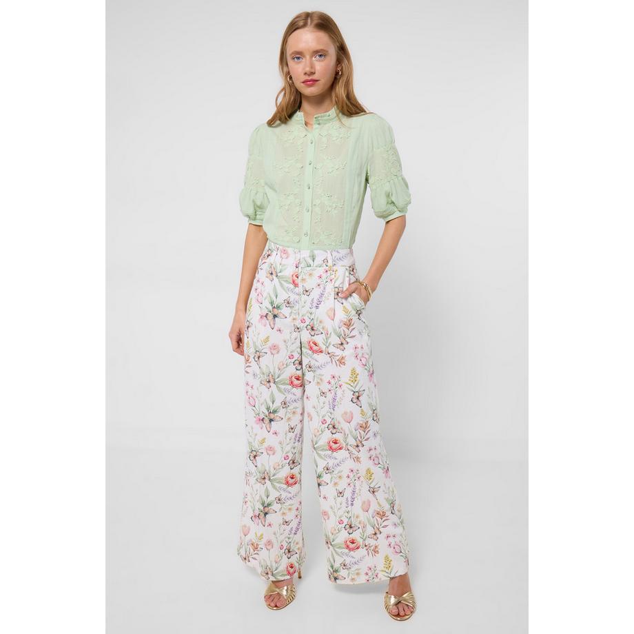 Joe Browns Pantalon Large en Mélange de Lin avec Imprimé Papillon et Floral  
