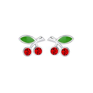 Elli  Boucles d'Oreilles Enfants Clous D'oreilles Cerises Avec Émail Et Cristaux 