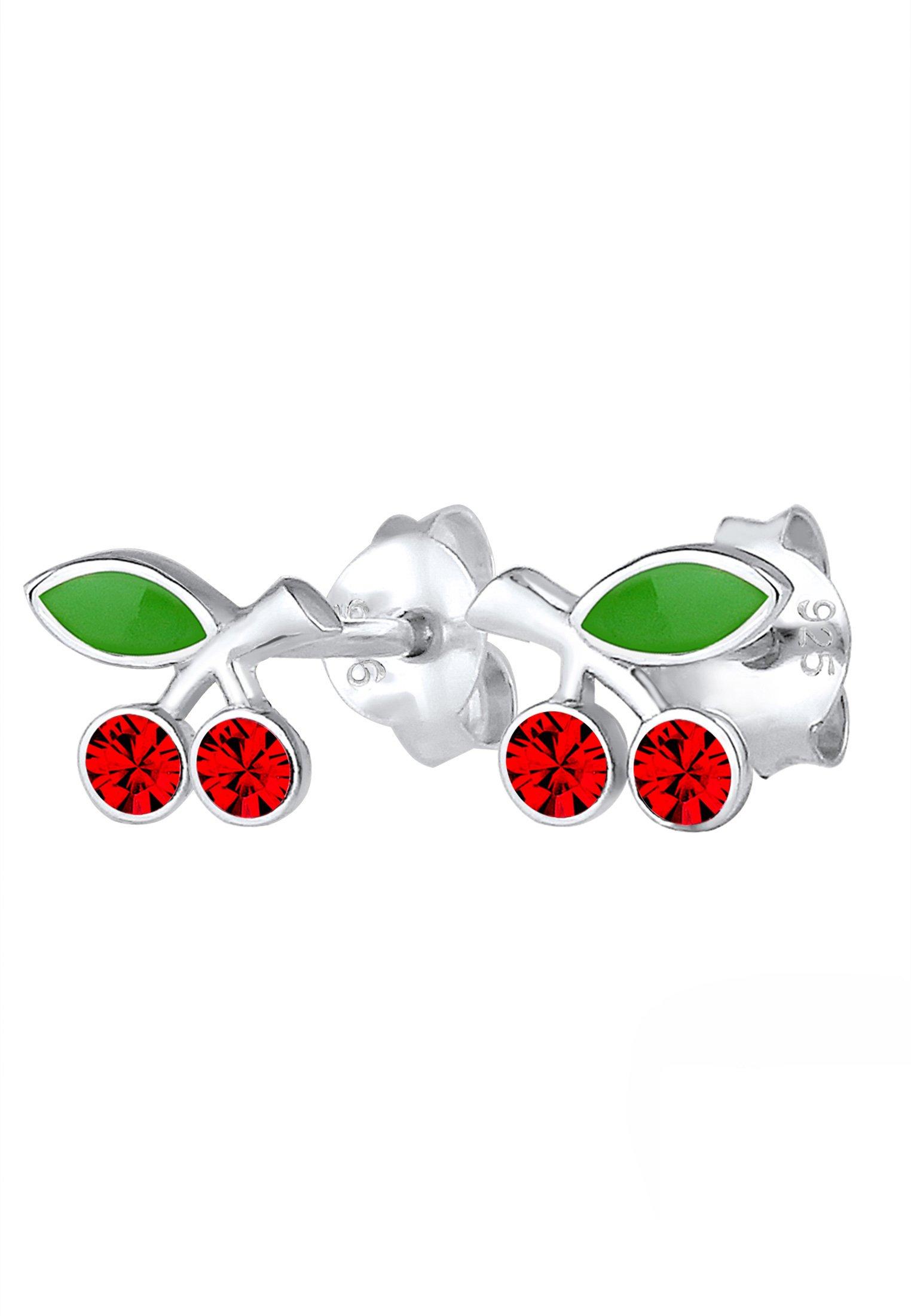 Elli  Boucles d'Oreilles Enfants Clous D'oreilles Cerises Avec Émail Et Cristaux 