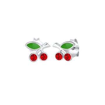 Boucles d'Oreilles Enfants Clous D'oreilles Cerises Avec Émail Et Cristaux