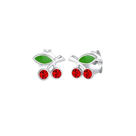 Elli  Boucles d'Oreilles Enfants Clous D'oreilles Cerises Avec Émail Et Cristaux 