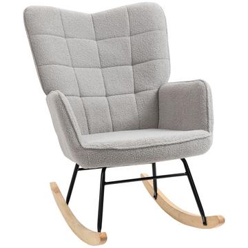 Fauteuil À Bascule, Fauteuil D'Appoint, Fauteuil De Salon, Fauteuil De Relaxation, Capacité De Charge Jusqu'À 120 Kg, Polaire Berbère, Gris Clair 71 X 92 X 101 Cm