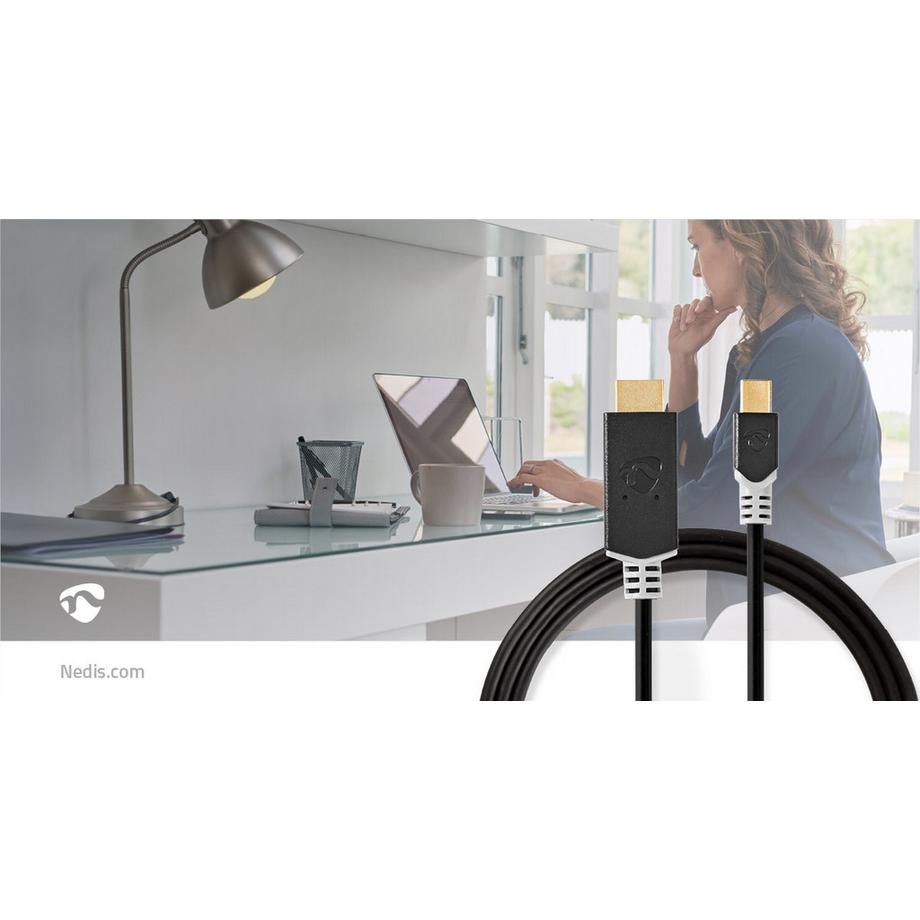 Nedis  Câble Mini Displayport | DisplayPort 1.4 | Mini DisplayPort Male | HDMI™ Connector | 48 Gbps | Plaqué or | 2.00 m | Rond | PVC | Anthracite | Boîte avec fenêtre 