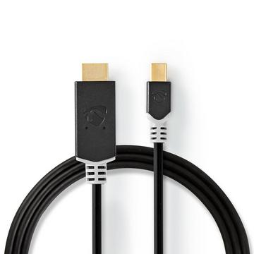 Câble Mini Displayport | DisplayPort 1.4 | Mini DisplayPort Male | HDMI™ Connector | 48 Gbps | Plaqué or | 2.00 m | Rond | PVC | Anthracite | Boîte avec fenêtre