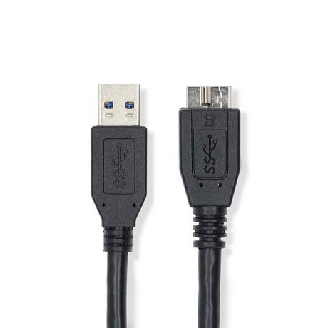 Nedis  Câble USB | USB 3.2 Gen 1 | USB-A mâle | USB Micro-B mâle | 5 Gbps | Nickelé | 0,50 m | Rond | PVC | Noir | Etiquette 