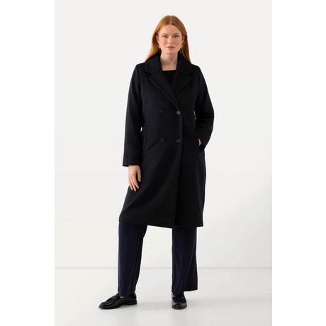 Ulla Popken Cappotto Misto Lana Doppiopetto Collo Revers  