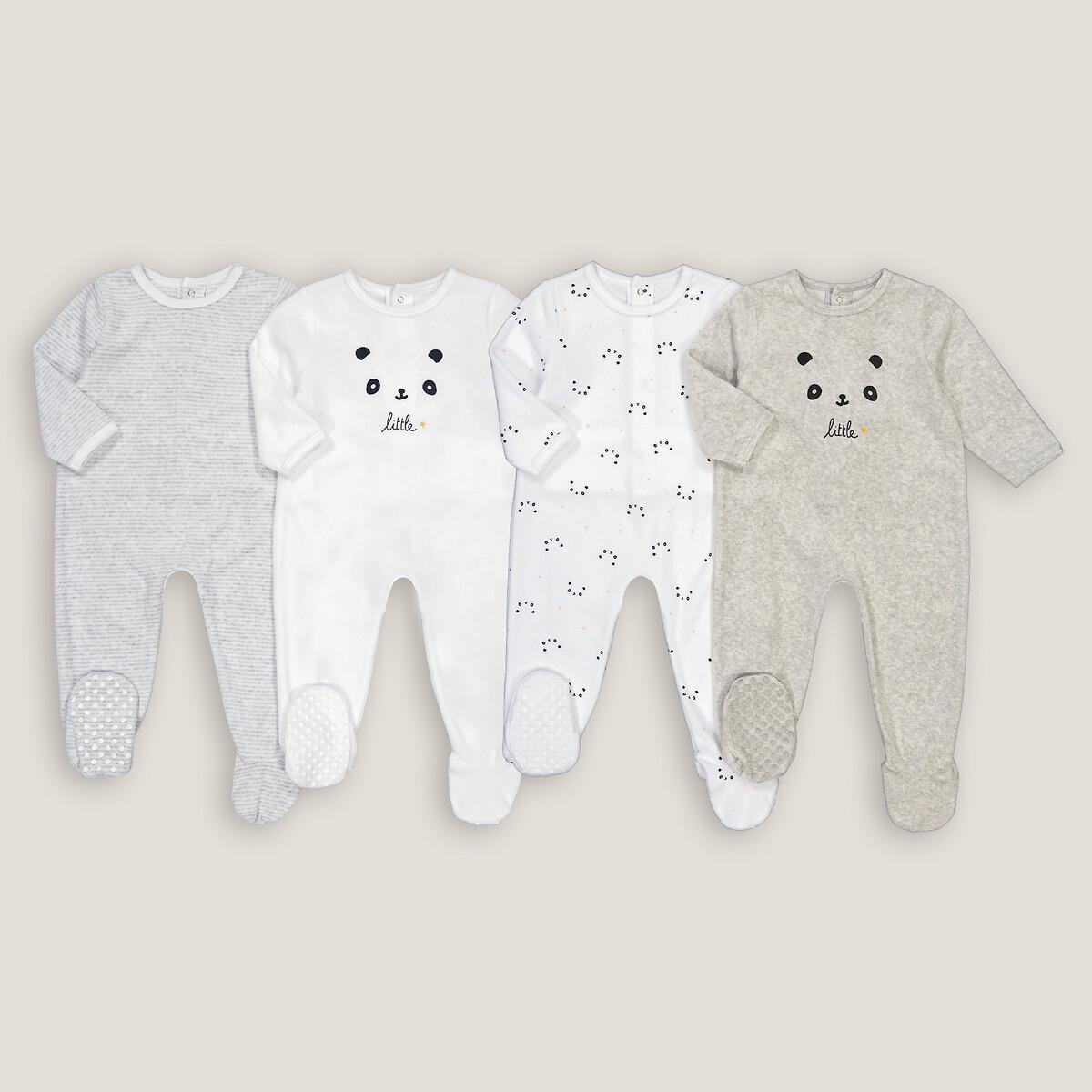 Image of 4er-pack Strampler Aus Samt Unisex Weiss 0-3M