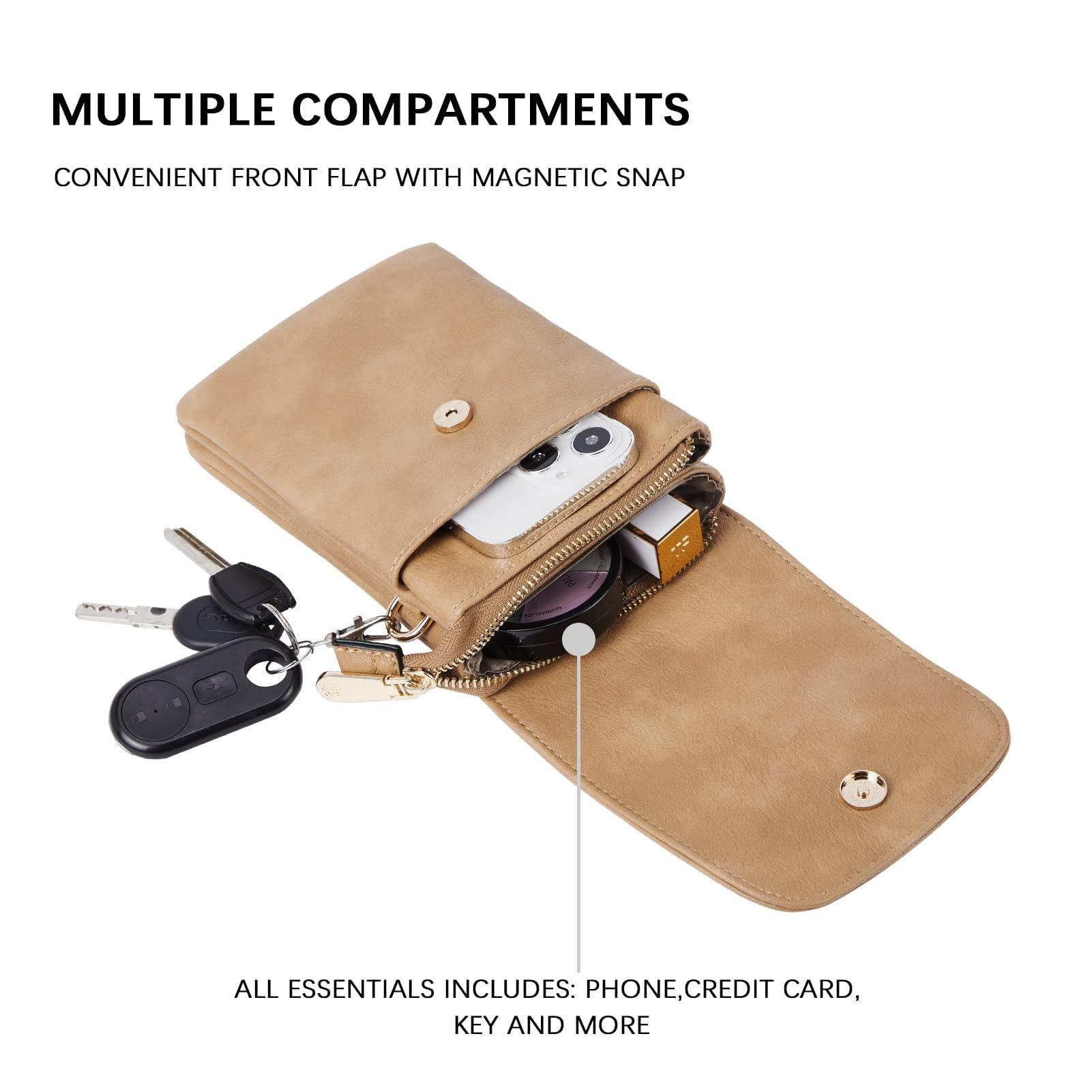 Only-bags.store Leder Handy Umhängetasche mit Geldbörse  