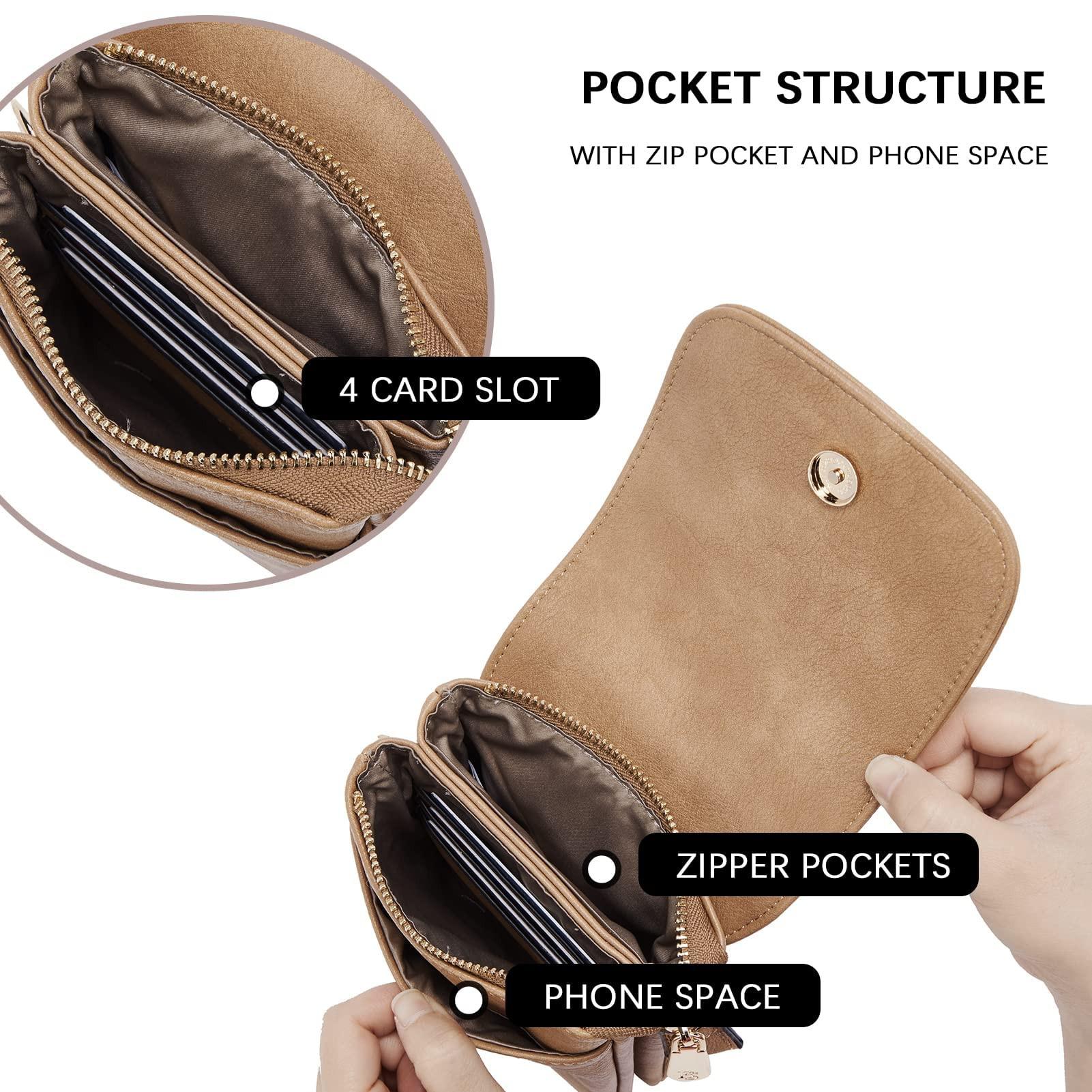 Only-bags.store Sac à bandoulière en cuir pour téléphone portable avec portefeuille  