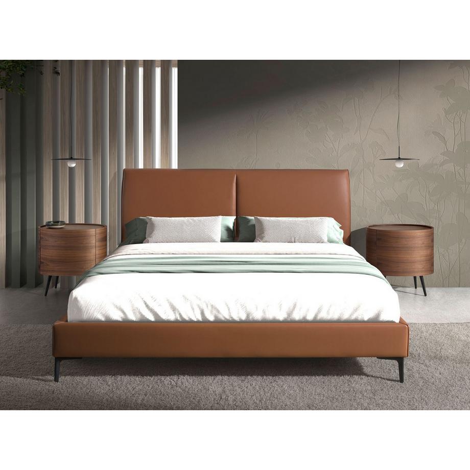 ANGEL CERDA Lit en similicuir marron  