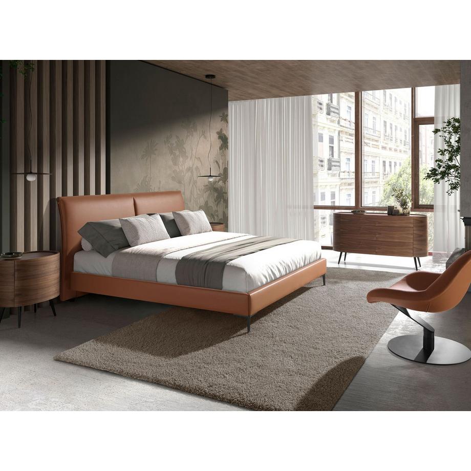 ANGEL CERDA Lit en similicuir marron  