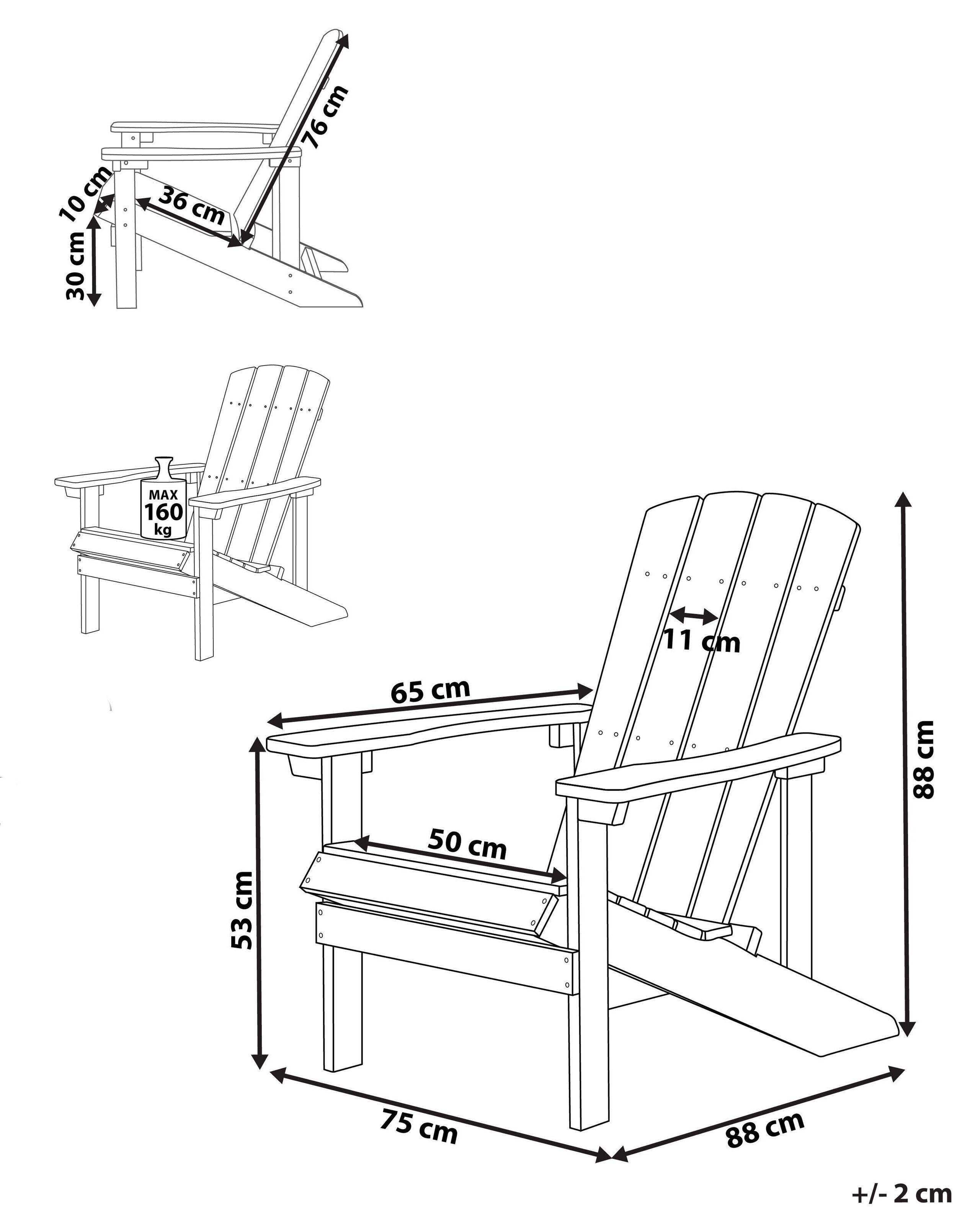 Beliani Chaise de jardin en Bois synthétique Rétro ADIRONDACK  