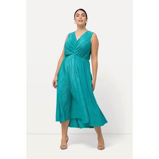 Ulla Popken  Robe maxi plissée sans manches, drapé et décolleté en V 