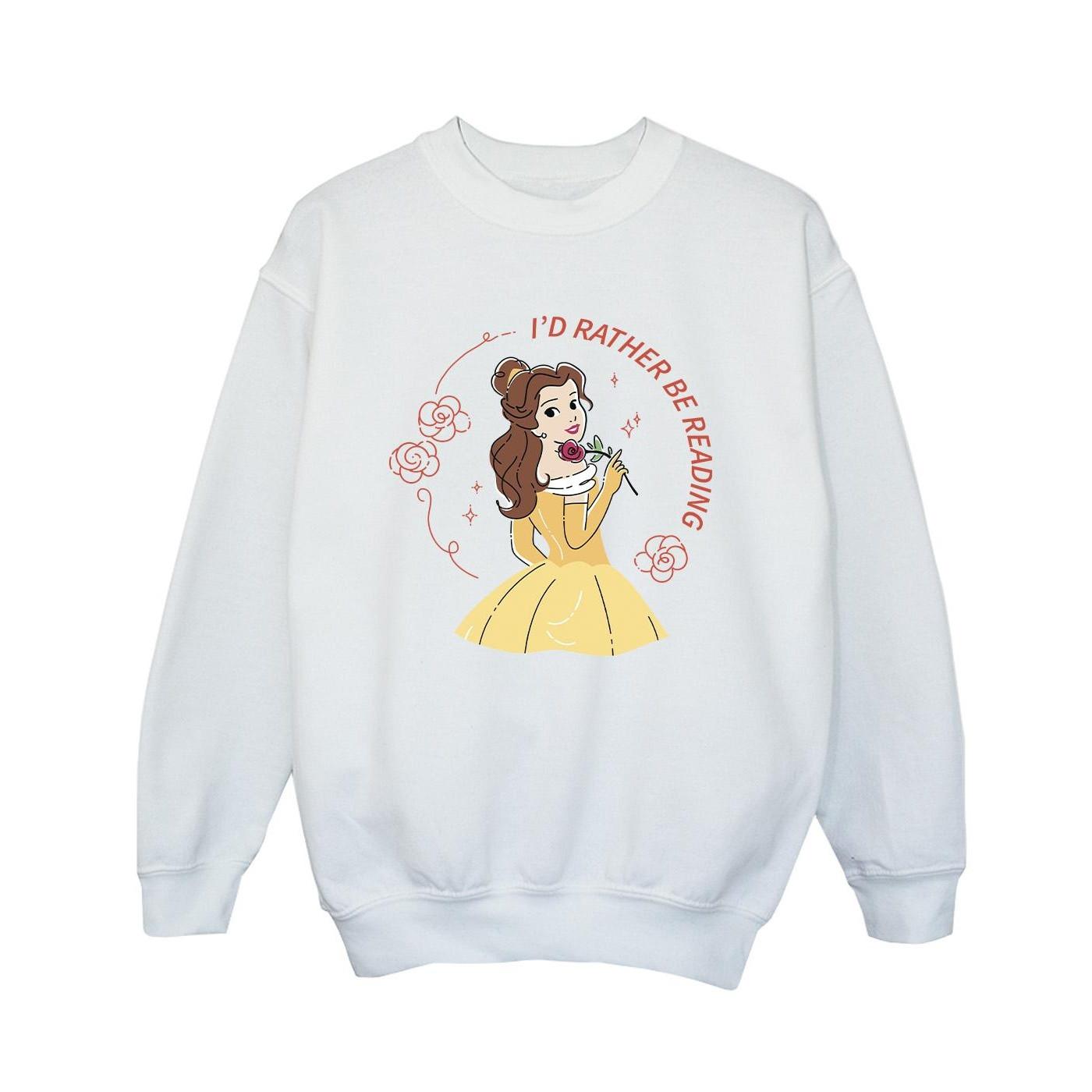 Image of Beauty And The Beast I'd Rather Be Reading Sweatshirt Unisex Weiss 128