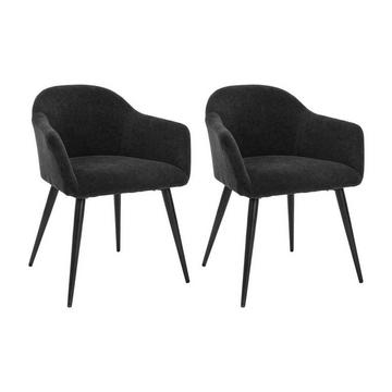 Lot de 2 chaises BIBO avec accoudoirs Effet velours métal