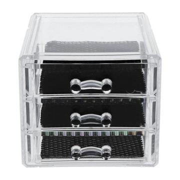 Portagioie trasparente con 3 cassetti