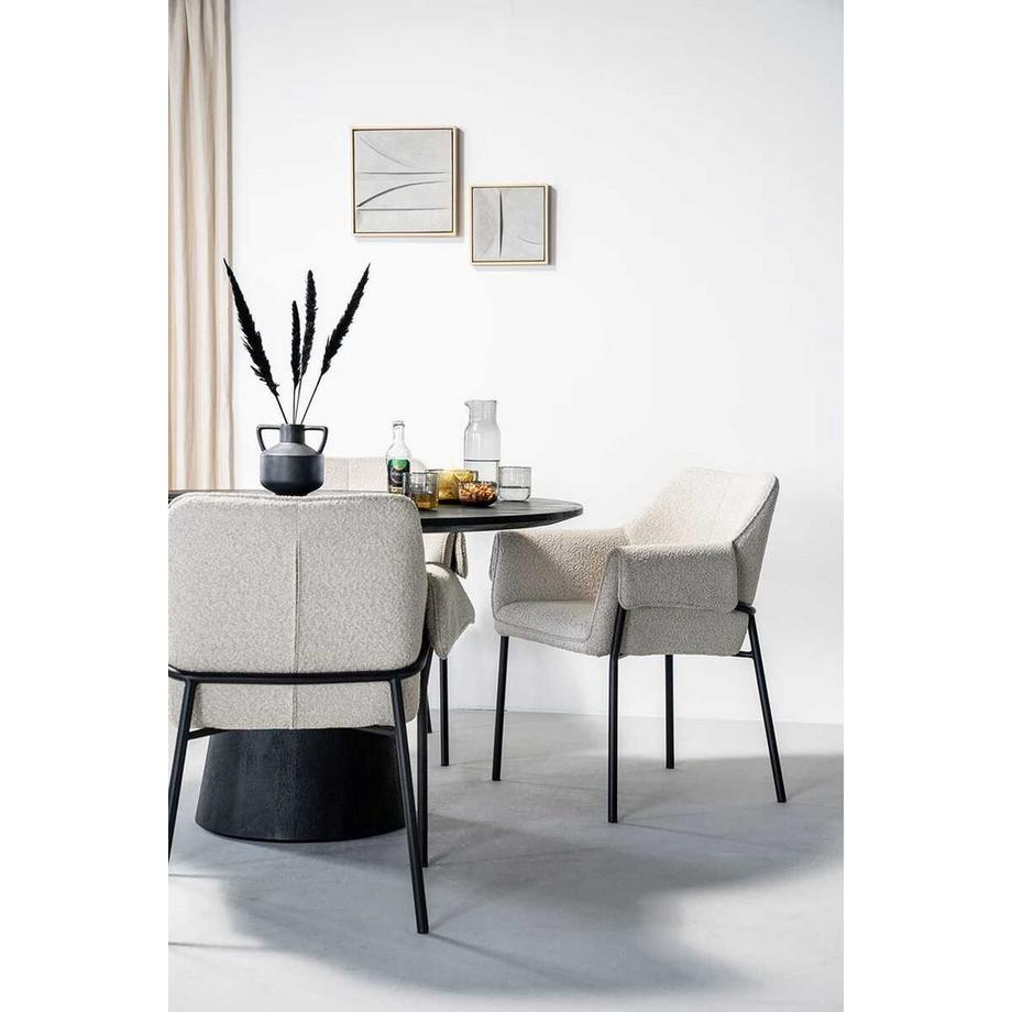 mutoni Table de salle à manger Aron ronde noire 130x130  