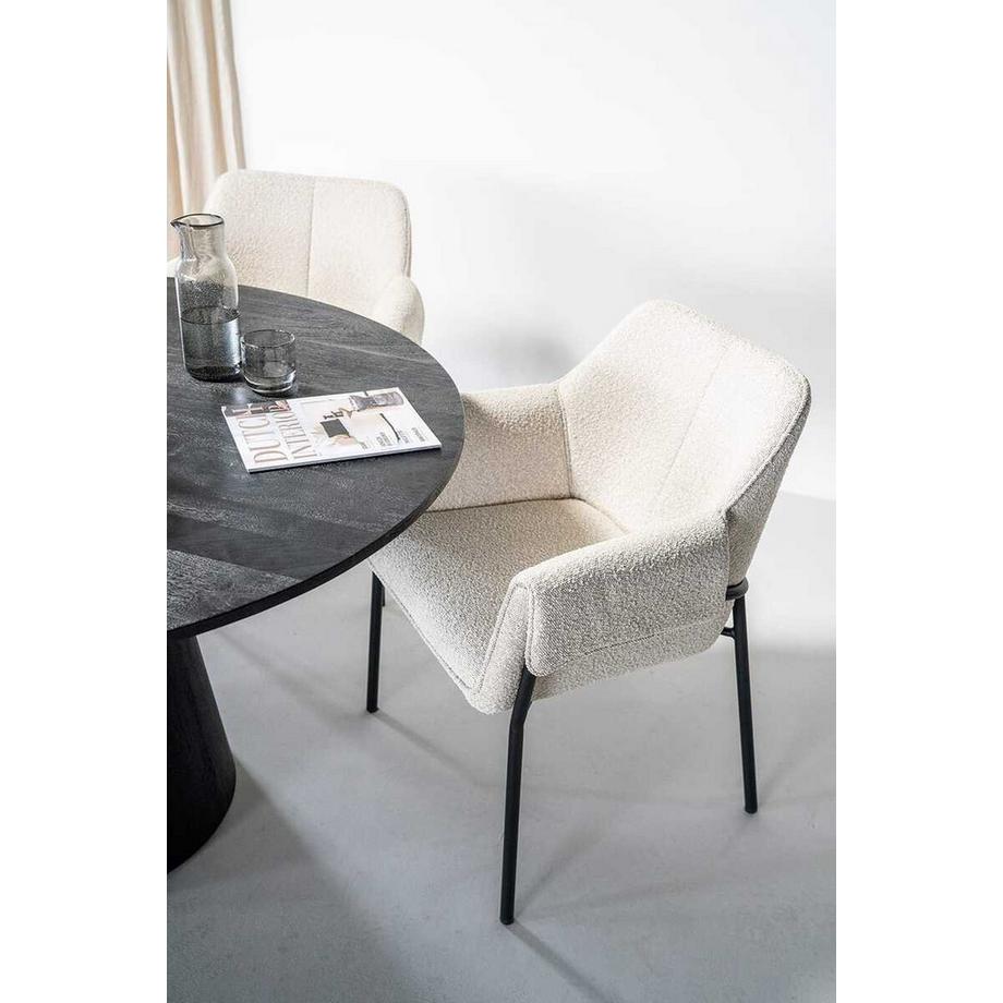 mutoni Table de salle à manger Aron ronde noire 130x130  