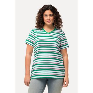 Ulla Popken  Maglia classica con righe, scollo a V e mezze maniche 