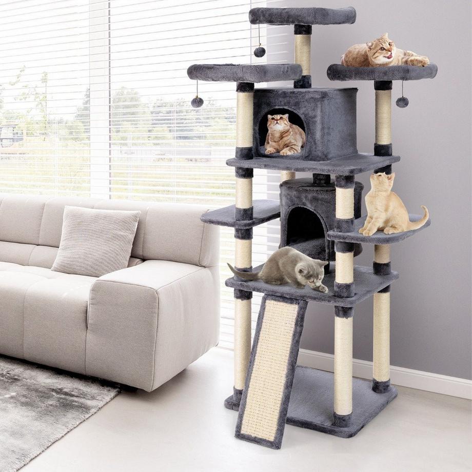 Northix  Arbre à chat de 170 cm, arbre à grimper, arbre à chat, arbre à chat, meubles à gratter, poteaux à chat, grotte avec balles de jeu 