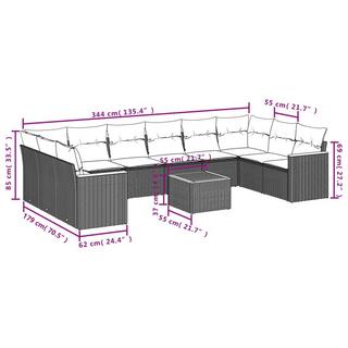 VidaXL Ensemble de canapés de jardin rotin synthétique  