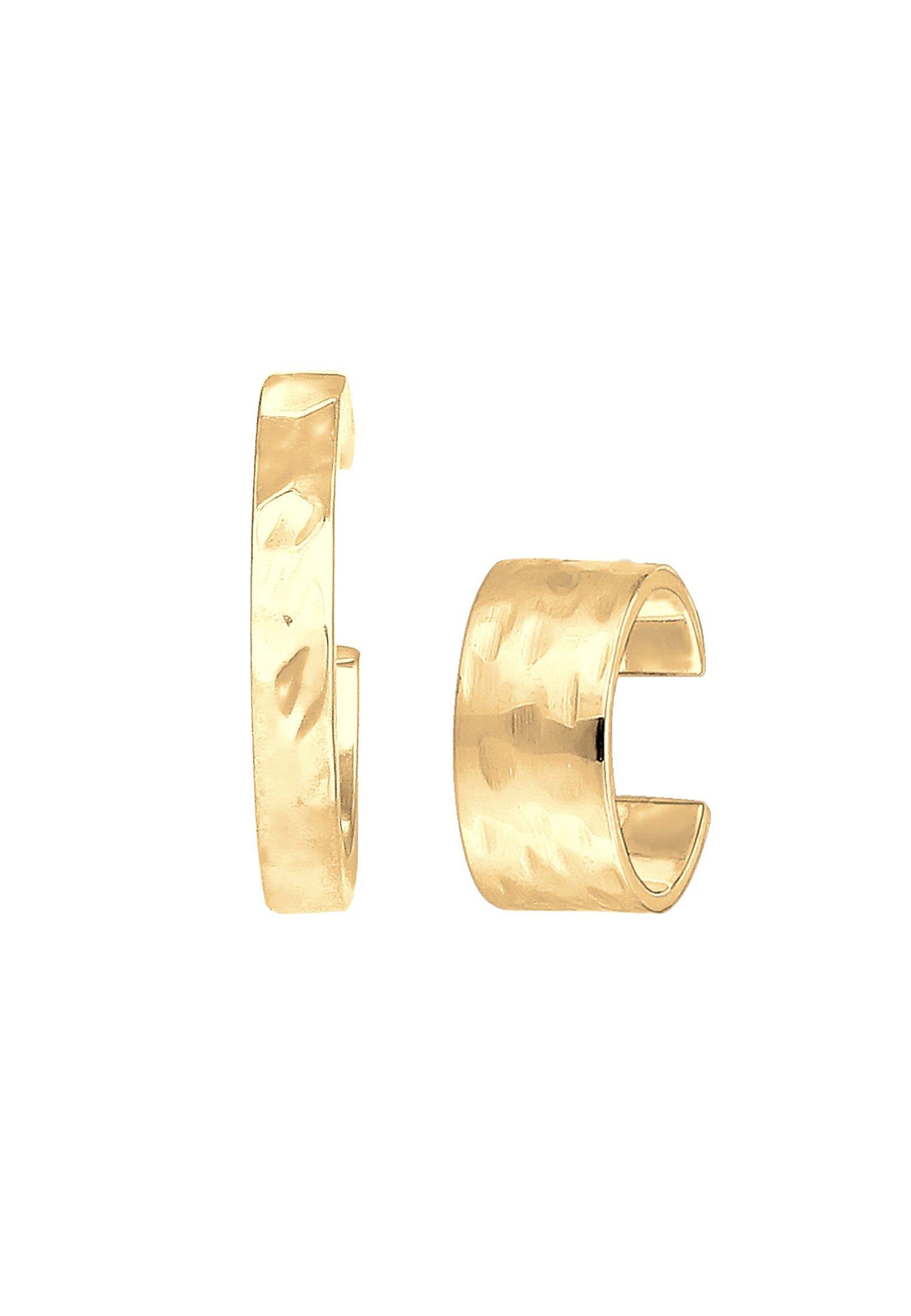 Elli  Ohrringe Earcuff Set Geo Look Gehämmert Organic 925 Silber 