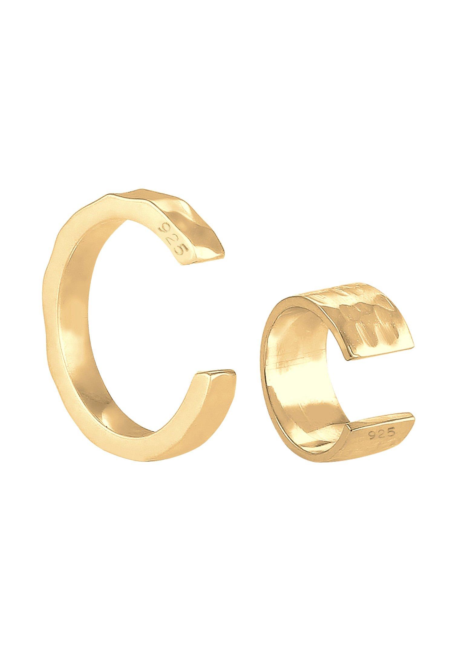 Elli  Ohrringe Earcuff Set Geo Look Gehämmert Organic 925 Silber 