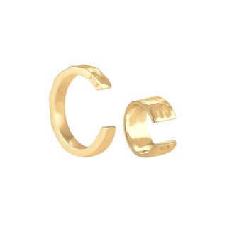 Elli  Ohrringe Earcuff Set Geo Look Gehämmert Organic 925 Silber 