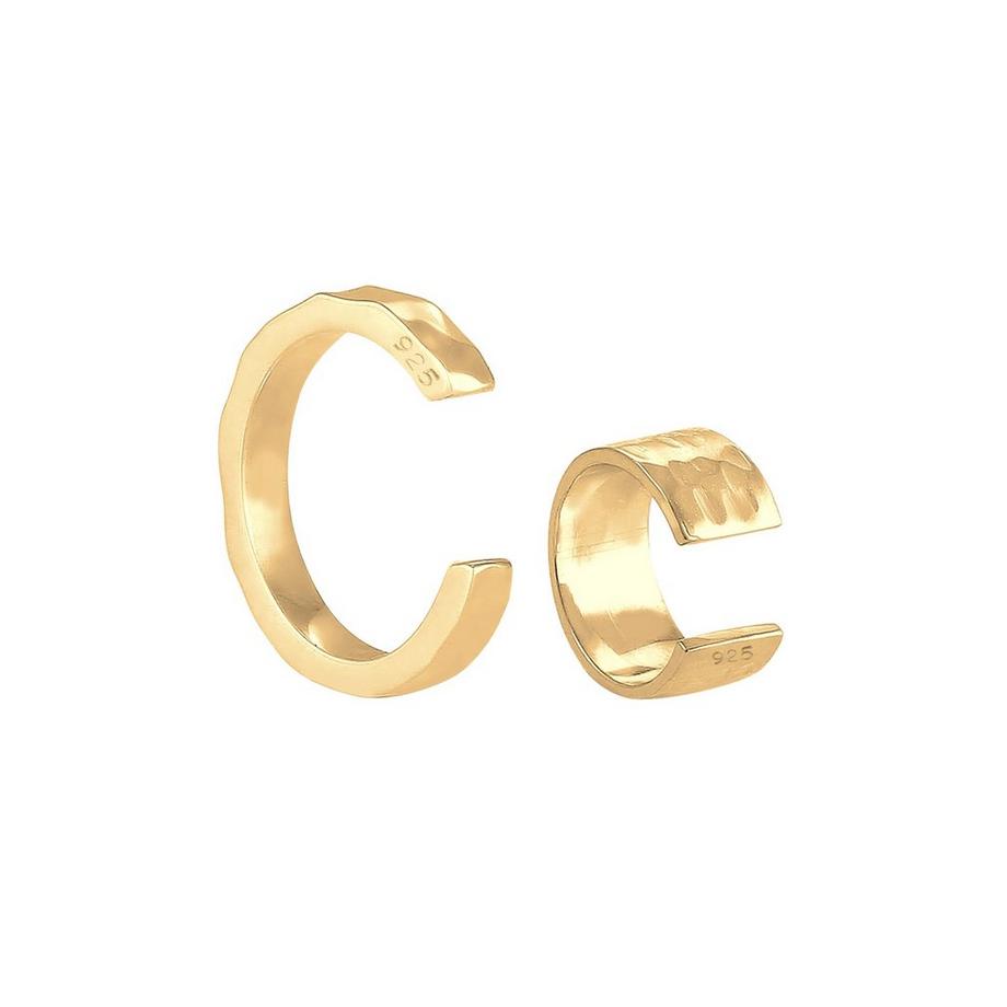 Elli  Ohrringe Earcuff Set Geo Look Gehämmert Organic 925 Silber 