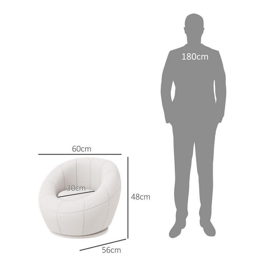 Northio  Loungesessel Kleiner Einzelsessel Drehbarer Polstersessel Armlehnensessel Plüschsessel für Wohnzimmer, Weiß 