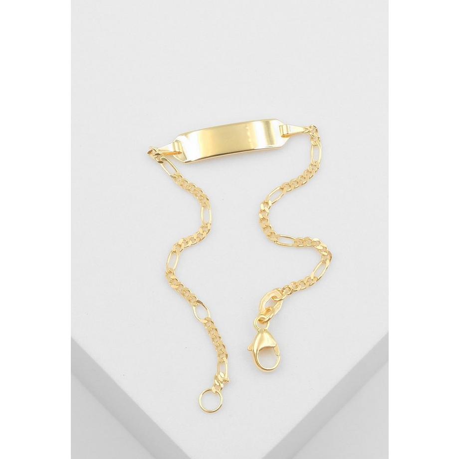 MUAU Schmuck  ID-Bracelet Figaro Gelbgold 750, 1.8mm, 14cm 