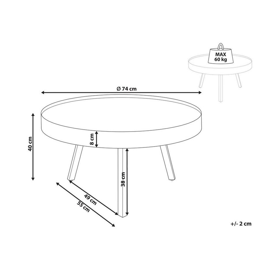 Beliani Couchtisch aus Mango Holz Industriell WAKITA  