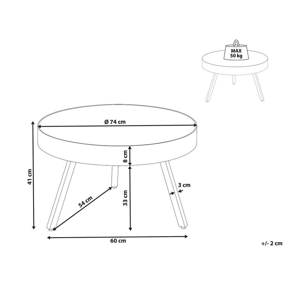 Beliani Couchtisch aus Mango Holz Industriell WAKITA  