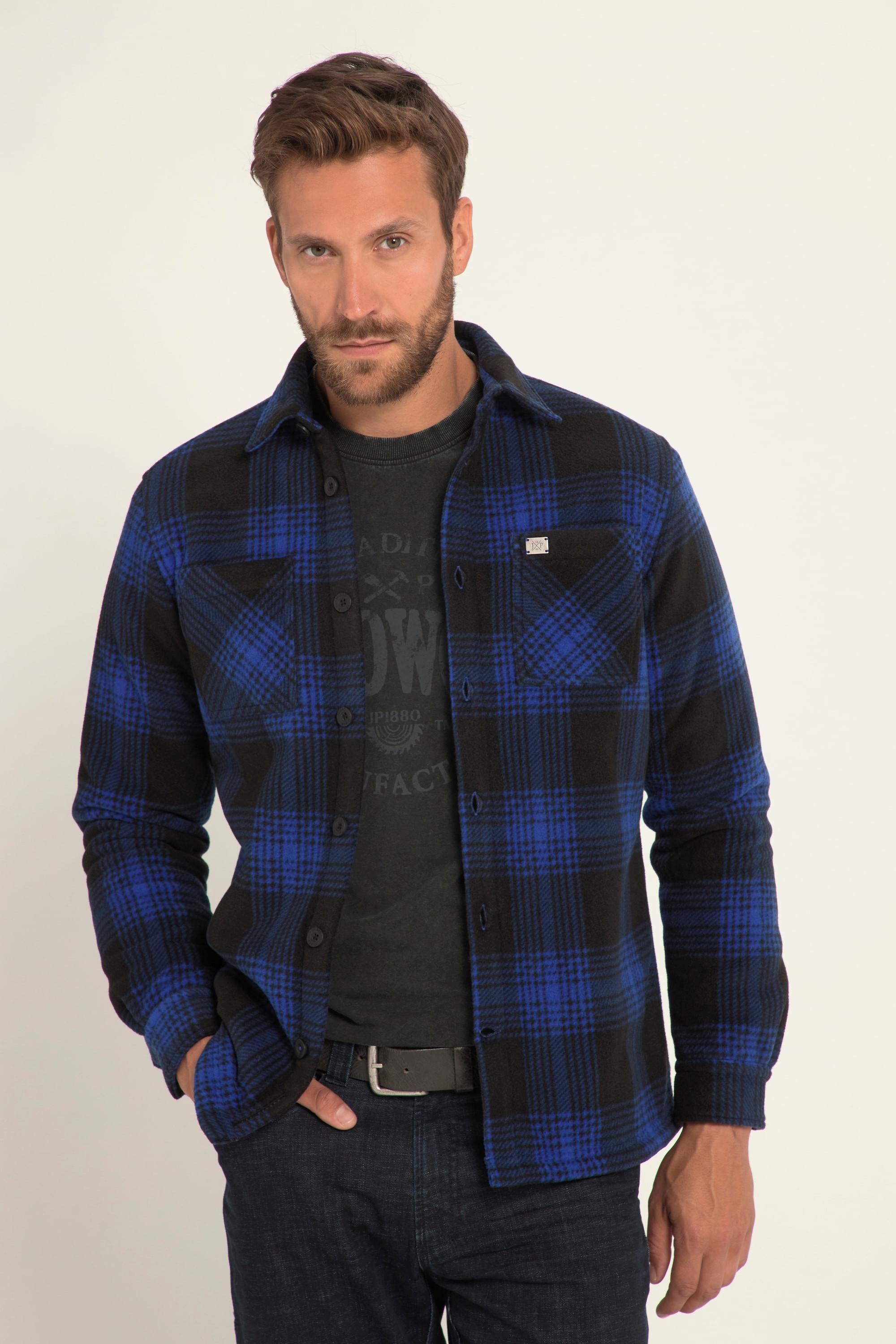 JP1880  Overshirt da lavoro in pile a quadri con fodera di teddy e maniche lunghe 