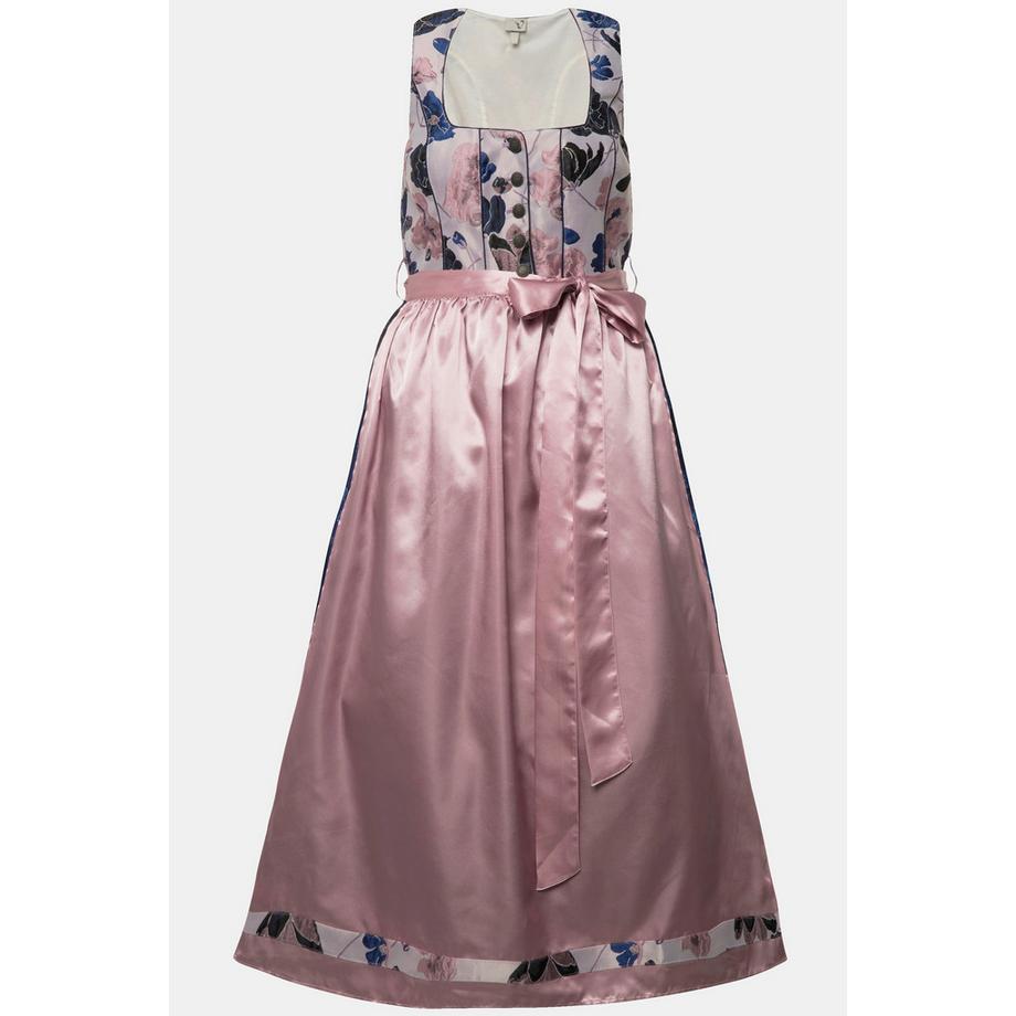 Ulla Popken Dirndl Motif Floral Boutons Décoratifs Encolure Carrée  