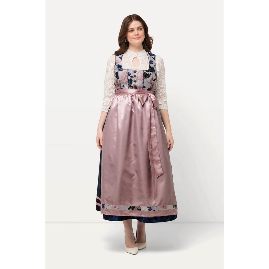 Ulla Popken Dirndl Motif Floral Boutons Décoratifs Encolure Carrée  
