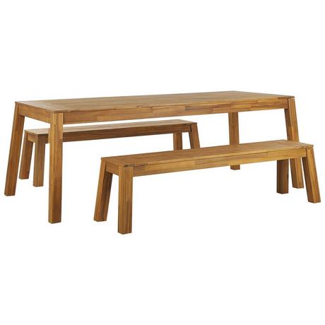 Beliani Tisch mit Bank aus Akazienholz Klassisch LIVORNO  