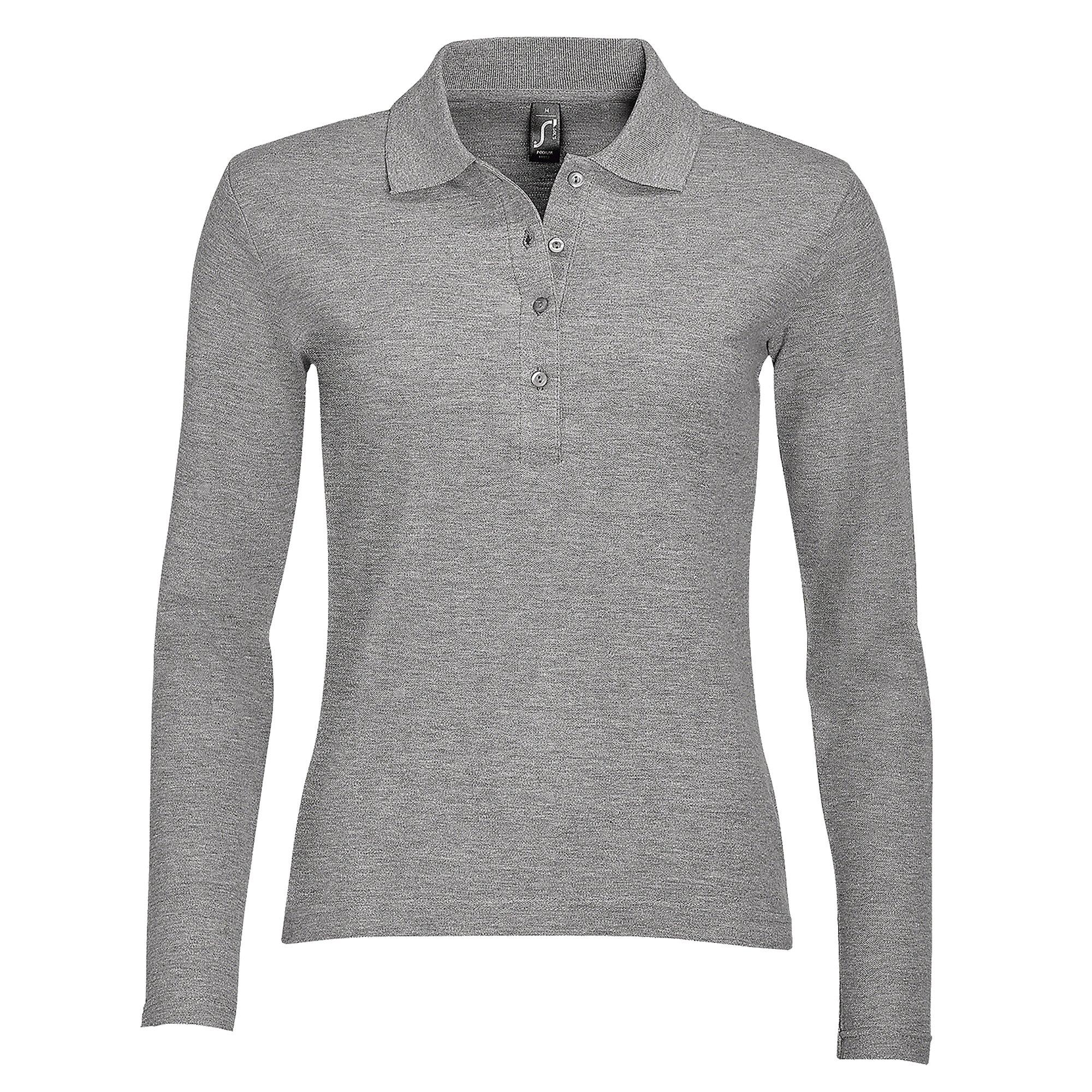 Image of Podium Pique Poloshirt, Langarm Damen Taubengrau L