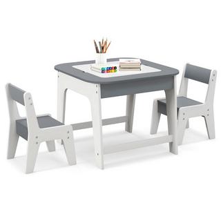Northix  Table pour enfants avec 2 chaises Ensemble de sièges pour enfants 3 pièces en bois avec plateau de table double face gris 