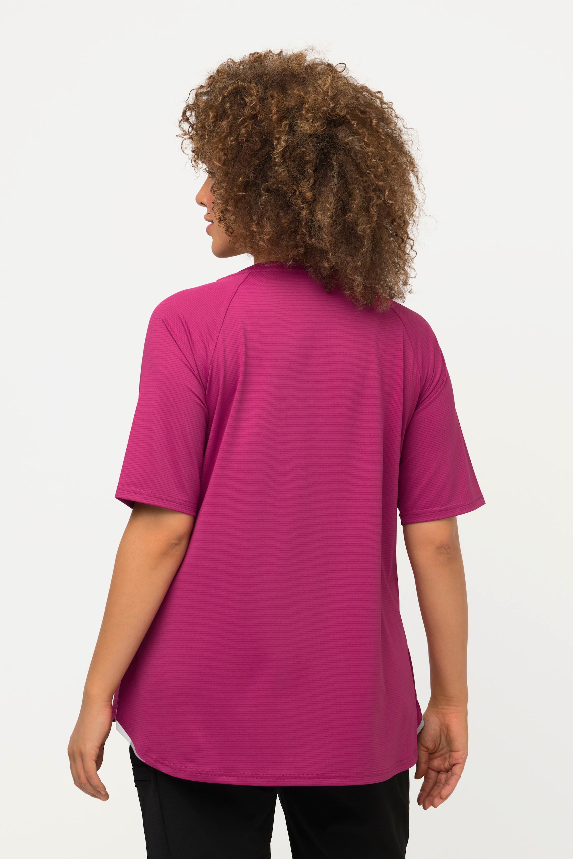 Ulla Popken  T-shirt con protezione UV 50+, scollo a V, mezze maniche e materiale riciclato 