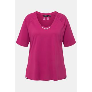 Ulla Popken  T-shirt con protezione UV 50+, scollo a V, mezze maniche e materiale riciclato 