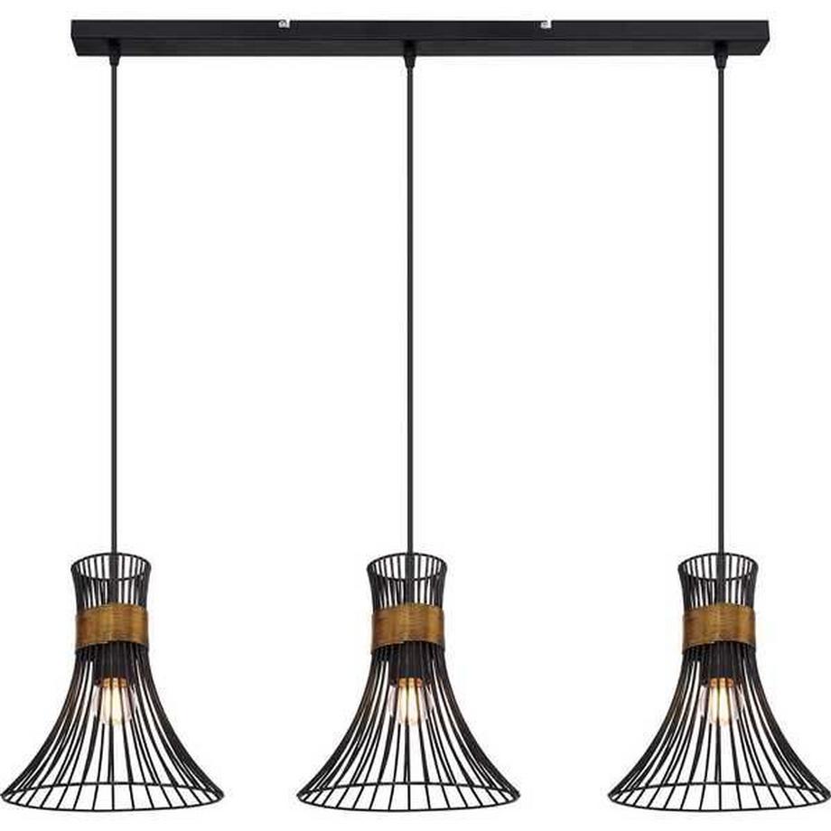 mutoni Lampe à suspension Purra métal noir 3xE27  