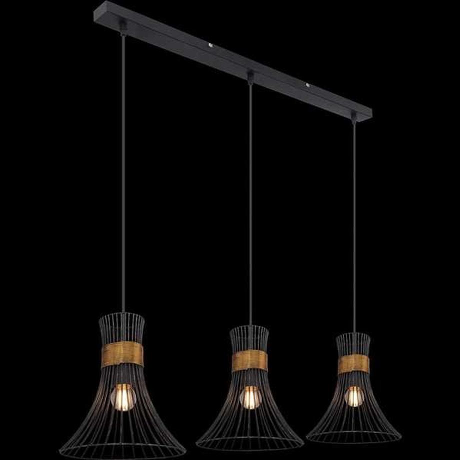 mutoni Lampe à suspension Purra métal noir 3xE27  