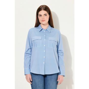 Blusa a righe in cotone biologico con maniche lunghe con pieghe