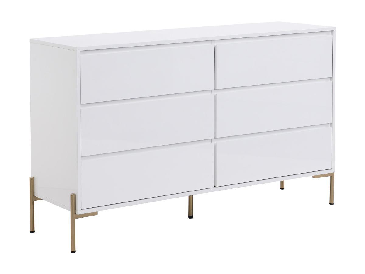 PASCAL MORABITO Commode 6 tiroirs - MDF et métal - Blanc laqué et doré - KORASA de Pascal Morabito  