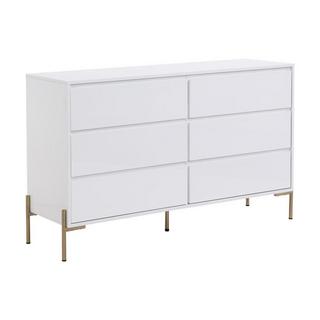 PASCAL MORABITO Kommode 6 Schubladen - MDF & Metall - Weiß lackiert & Goldfarben - KORASA von Pascal Morabito  