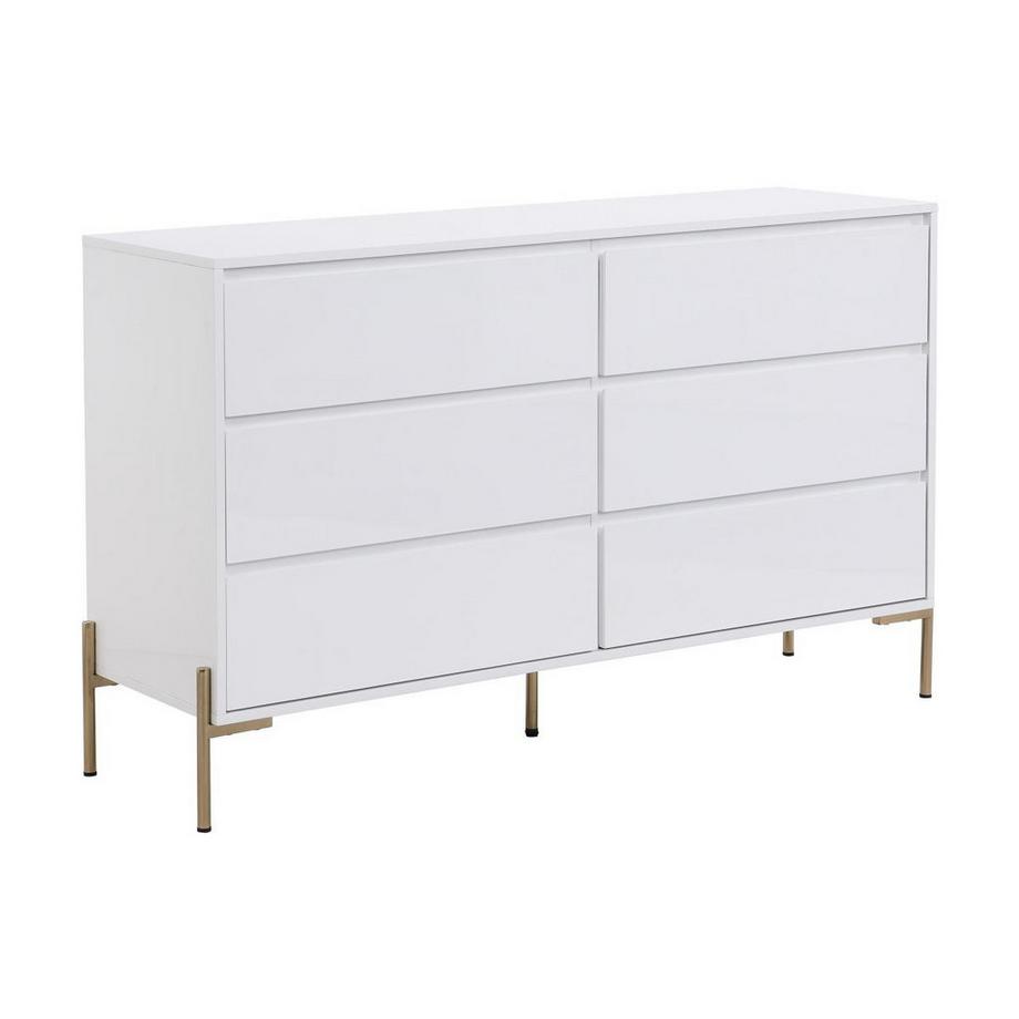 PASCAL MORABITO Kommode 6 Schubladen - MDF & Metall - Weiß lackiert & Goldfarben - KORASA von Pascal Morabito  
