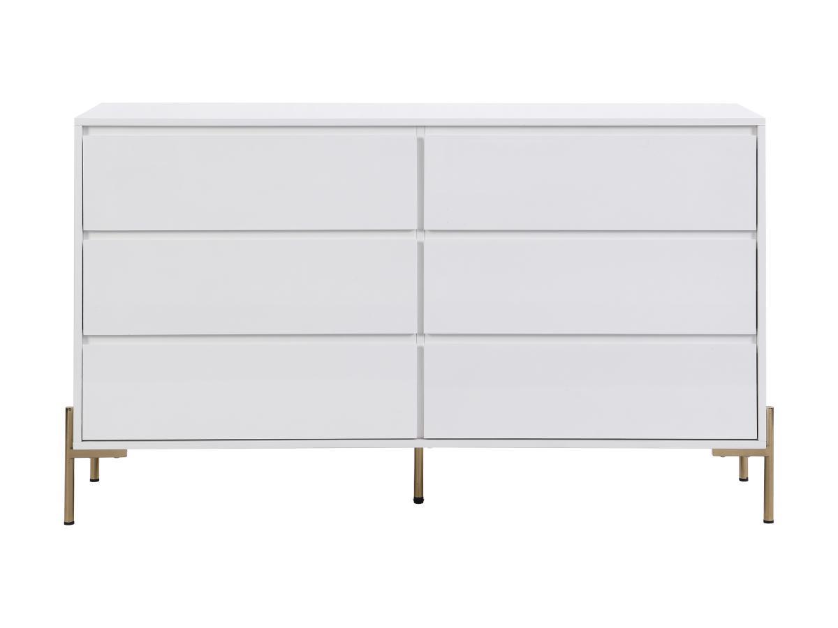 PASCAL MORABITO Kommode 6 Schubladen - MDF & Metall - Weiß lackiert & Goldfarben - KORASA von Pascal Morabito  