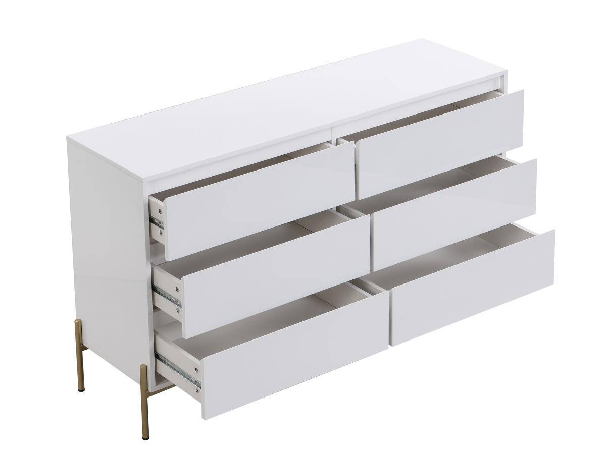 PASCAL MORABITO Kommode 6 Schubladen - MDF & Metall - Weiß lackiert & Goldfarben - KORASA von Pascal Morabito  