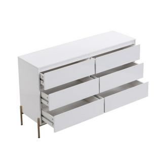 PASCAL MORABITO Kommode 6 Schubladen - MDF & Metall - Weiß lackiert & Goldfarben - KORASA von Pascal Morabito  